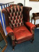 A Chesterfield Oxblood high back armchair