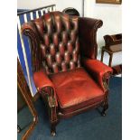 A Chesterfield Oxblood high back armchair