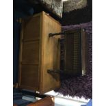 Teak box and an oak stool