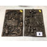 Two cast Bob Olley plaques