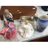 Royal Doulton figures, Copenhagen vase etc.