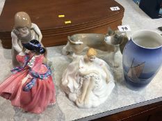 Royal Doulton figures, Copenhagen vase etc.