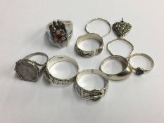 Assorted silver rings