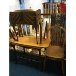 Chair, walnut sewing box etc.