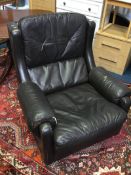 Brown leather armchair