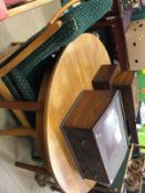 Teak circular dining table and two chairs