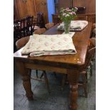 Pine refectory table and six chairs