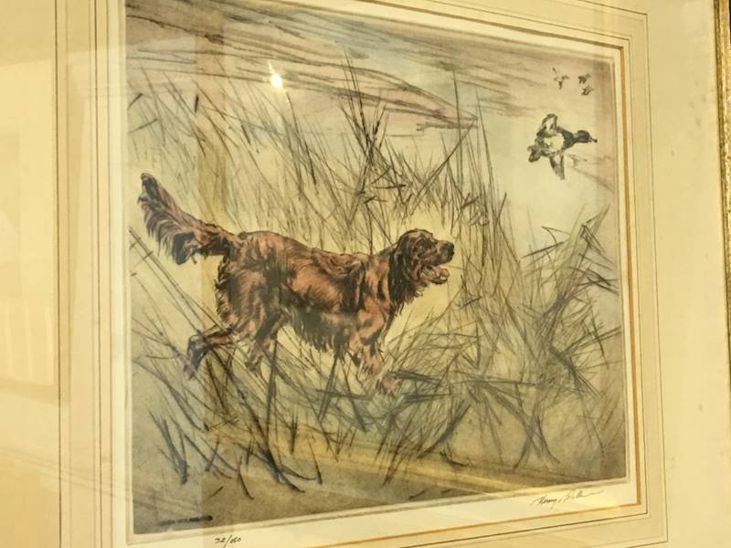 Henry Wilkinson, (1878-1971), etching, limited edition, 32/150 and 5/150, signed in pencil, 'Dogs - Image 2 of 3