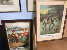 Two framed advertising posters; 'International Stores', and 'Williams and Weatherley Butchers