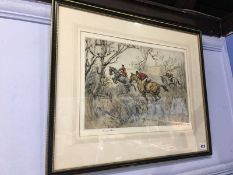 Henry Wilkinson, (1878-1971), etching, limited edition, 58/100, signed in pencil, 'Out Hunting',
