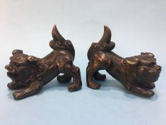 Pair of bronze style Dogs of Fo
