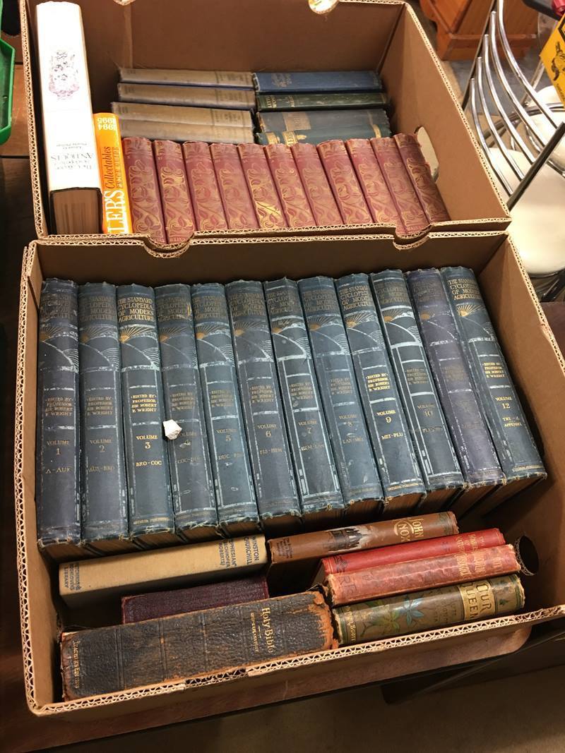 Two boxes of books; agriculture and antiques topics