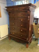 A Victorian mahogany straight front chest of drawers, with two short and four long drawers