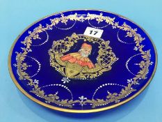 A Murano glass dish, decorated with enamels and gilding, signed M. de Cal