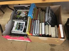 Two boxes; Newcastle United Football programmes and various football books