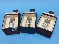 Three ladies Ingersoll wristwatches, with boxes