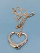 A Tiffany and Co. '925' silver and diamond necklace by Elsa Peretti, boxed