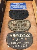 Four metal railway signs