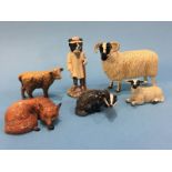 Six various Beswick figures including sheep, fox etc.