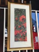 Mary Ann Rogers, signed Limited Edition print, 122/500, 'Oriental Poppies', 58.5x22cm