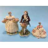 Three Continental bisque figures