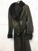 Ladies fur lined leather coat