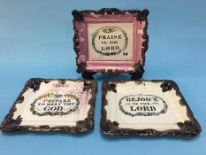 Three various Sunderland Lustre wall plaques