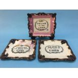 Three various Sunderland Lustre wall plaques