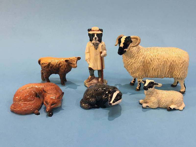 Six various Beswick figures including sheep, fox etc. - Image 2 of 2