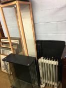 Two cabinets, occasional table, electric radiator etc.