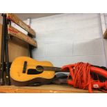A Black and Decker workbench, Flymo hedge trimmer and classical guitar