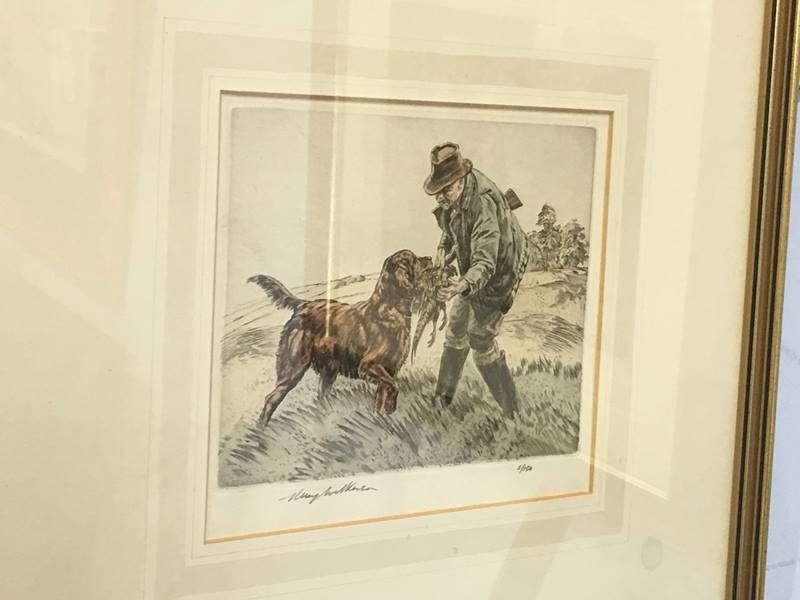 Henry Wilkinson, (1878-1971), etching, limited edition, 32/150 and 5/150, signed in pencil, 'Dogs - Image 3 of 3