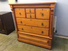 A pine straight front chest of drawers