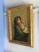 Italian School, Maresca, oil on canvas, signed, 'Lady holding her baby', 39x26cm