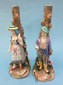 Pair of Continental bisque figural lamp bases