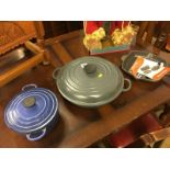 Three Le Creuset pans