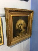 19th century, oil on board, unsigned, 'Portrait of a dog', 31 x 30cm