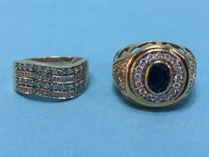 A silver gilt dress ring and one other