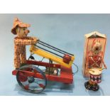 Tin plate drummer and a pull along toy  yes it works Regards, Boldon Auction Galleries Limited