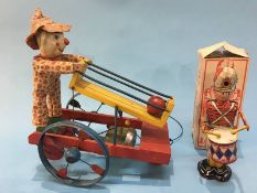 Tin plate drummer and a pull along toy  yes it works Regards, Boldon Auction Galleries Limited