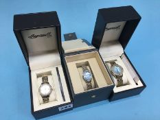 Three ladies Ingersoll wristwatches, with boxes