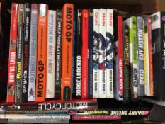Two boxes of books; cars, Moto GP and automotive topics