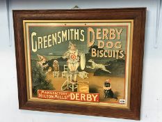 Advertising board, 'Greensmith's Derby Dog Biscuits', manufactory Hilton Mills near Derby (