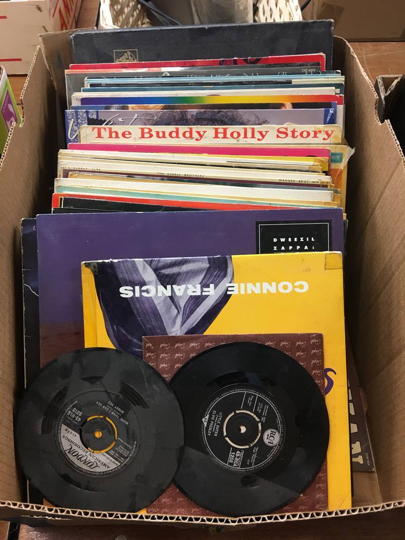 One box of vinyl, Buddy Holly, the Everly Brothers etc.