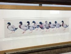 Mary Ann Rogers, signed, limited edition print, 91/500, 'Outnumbered', 14 x 67cm