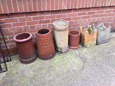 Six various chimney pots
