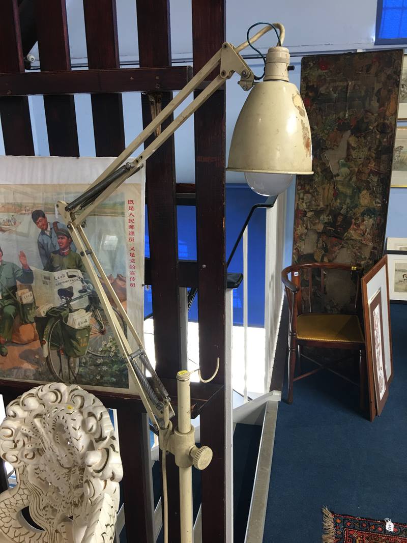 An angle poise lamp, on four wheel trolley stand - Image 2 of 3