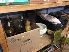 Miscellaneous, lamps, glassware and plantstand