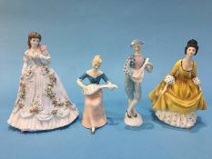 Three Royal Doulton figures and one other