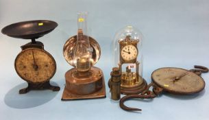 Anniversary clock, scales, lamp etc.